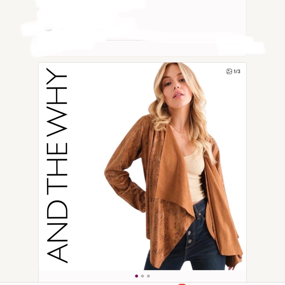 AND THE WHY NWT FAUX SUEDE JACKET/CARDIGAN RUST (R2C)